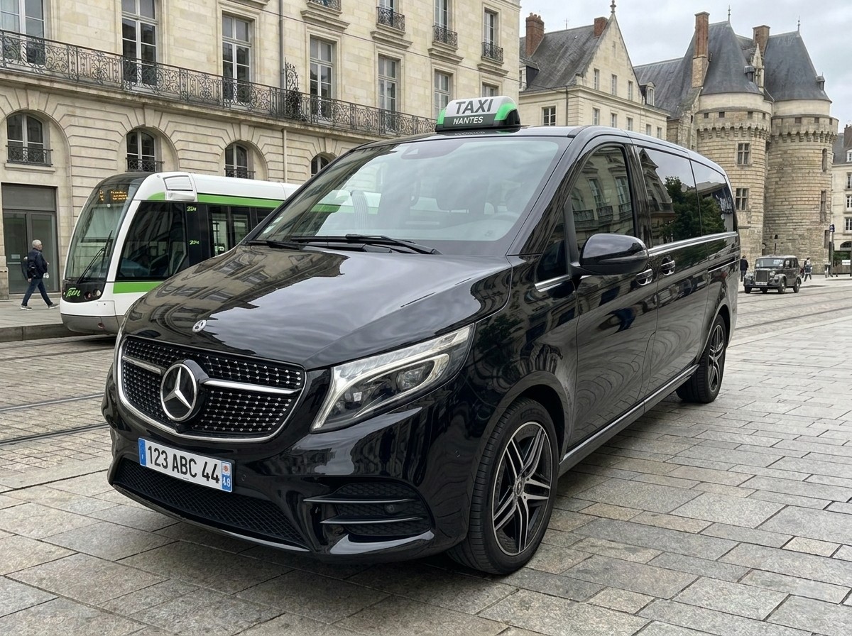Mercedes Classe V noir avec lumineux taxi Nantes - véhicule TPS Taxi